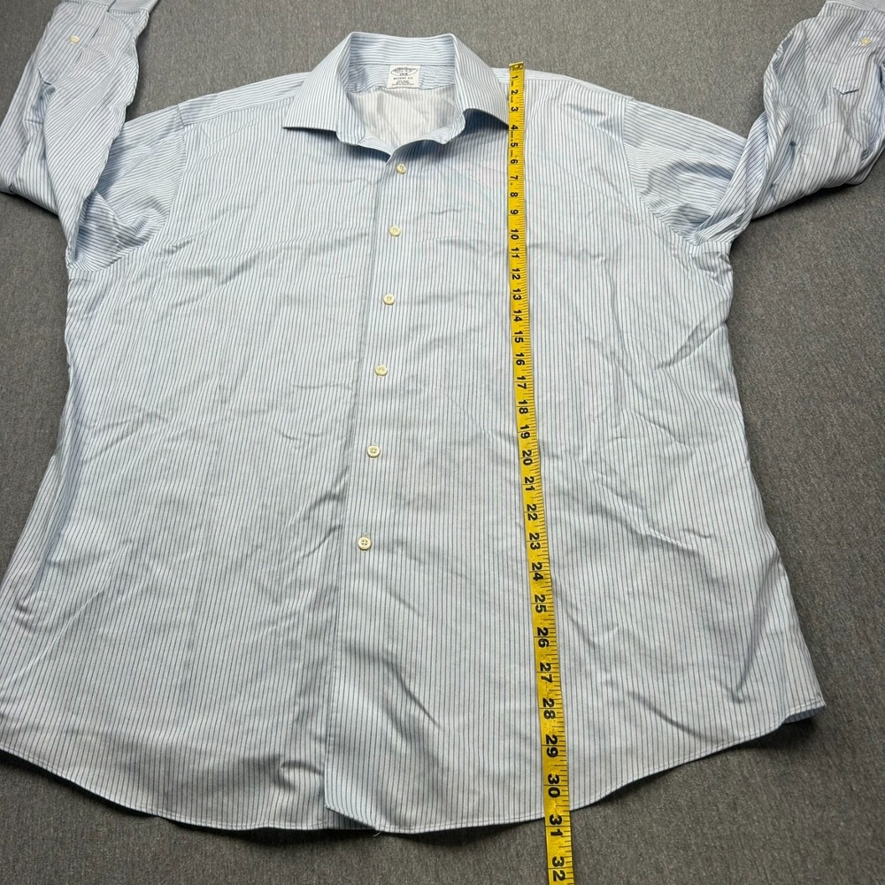 Brooks Brothers Regent Fit Button Up Long Sleeve Dress Shirt Mens 17.5-4/5 Blue - Picture 7 of 13